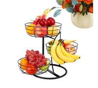 Generico Fruit Basket - 3-Tier Kitchen Fruit Basket Iron Organizer | Rustproof Countertop Storage With Banana Hanger | Fruits, Vegetable, Bread & Snack Rack For Cabinets, Party Use
