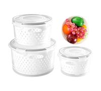 Generico Fruit Containers For Fridge - Stackable Food Box 3-Pieces Airtight