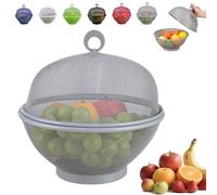 Generico fruit fly proof bowl with mesh basket with lid,Large Capacity Mesh Basket,mesh fruit basket with lid anti fly,Suitable for kitchen or outdoor picnic (Gray)