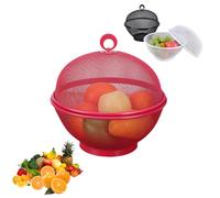 Generico Fruit Fly Proof Bowl with Mesh Basket with Lid, Mesh Fruit Basket with Lid, Large Capacity Metal Fruit Bowl (rose red)