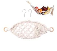 Generico Fruit Holder - Cotton Rope And Wood, 50x30cm Net Hammock Space-Saving Design | Durable And Decorative Fruit Storage, Hanging Basket For Kitchen, Pantry, Countertop, Home Décor