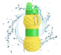 Generico Fruit Shape Folding Water Cup - Pineapple Silicone Foldable Bottle, Crush Resistant Walls, Leak Proof Threaded Lid, Wide Mouth Opening Design | Expandable Retractable Drinking Set