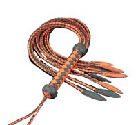 Generico Frusta a 9 Fili in Vera Pelle, Frusta in Pelle for addestramento equestre, Impugnatura in Pelle con Cinturino da Polso, Disponibile in Varie Misure e Colori(Black Orange 80cm)