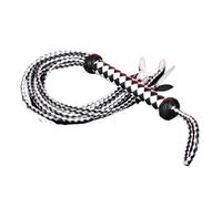 Generico Frusta a 9 Fili in Vera Pelle, Frusta in Pelle for addestramento equestre, Impugnatura in Pelle con Cinturino da Polso, Disponibile in Varie Misure e Colori(Black White 80cm)