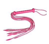Generico Frusta a 9 Fili in Vera Pelle, Frusta in Pelle for addestramento equestre, Impugnatura in Pelle con Cinturino da Polso, Disponibile in Varie Misure e Colori(Rose Red 80cm)