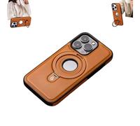 Generico Full-Coverage Shockproof Leather Magnetic Stand for Phone Case, High-end & Luxury Leather Invisible Stand for Phone Case, with Metal Magnetic for iphone 16pro (For iPhone16,brown1)