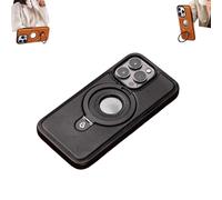 Generico Full-Coverage Shockproof Leather Magnetic Stand for Phone Case, High-end & Luxury Leather Invisible Stand for Phone Case, with Metal Magnetic for iphone 16pro (For iPhone16,black)