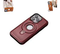 Generico Full-Coverage Shockproof Leather Magnetic Stand for Phone Case, High-end & Luxury Leather Invisible Stand for Phone Case, with Metal Magnetic for iphone 16pro (For iPhone16 Pro Max,red)