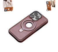 Generico Full-Coverage Shockproof Leather Magnetic Stand for Phone Case, High-end & Luxury Leather Invisible Stand for Phone Case, with Metal Magnetic for iphone 16pro (For iPhone13,brown2)