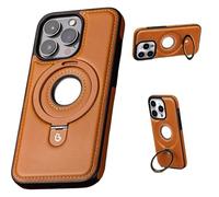 Generico Full-Coverage Shockproof Leather Magnetic Stand Phone Case, Luxury Leather for iPhone Case, for iPhone 12/13/14/15/16 Plus PRO Max Case (for iPhone15Pro,Brown 1)