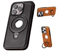 Generico Full-Coverage Shockproof Leather Magnetic Stand Phone Case, Luxury Leather for iPhone Case, for iPhone 12/13/14/15/16 Plus PRO Max Case (for iPhone14,Black)