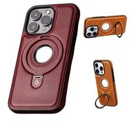 Generico Full-Coverage Shockproof Leather Magnetic Stand Phone Case, Luxury Leather for iPhone Case, for iPhone 12/13/14/15/16 Plus PRO Max Case (for iPhone12Promax,Red)