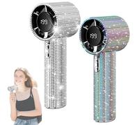 Generico Full Diamond Portable Handheld Turbo Fan - 199-Speed Adjustable Personal Mini Fan, USB Rechargeable Cooling Fans with LED Display for Travel Outdoor Home Office Activities (A+B)