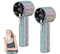 Generico Full Diamond Portable Handheld Turbo Fan - 199-Speed Adjustable Personal Mini Fan, USB Rechargeable Cooling Fans with LED Display for Travel Outdoor Home Office Activities (B+B)