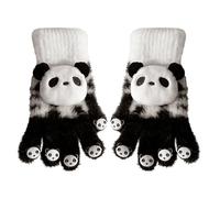 Genérico Full-Fingered Gloves - Polyester, 17 cm Casual Mitt Panda Pattern | Soft Warm Winter Knit, Cute & Handwear For Commuting, Travel, School, Cycling, Outdoor Activities, Family Outings