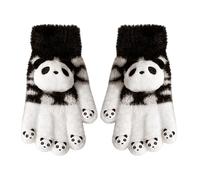 Generico Full-Fingered Gloves - Polyester, 17cm Casual Mitt Panda Pattern | Soft Warm Winter Knit, Cute & Handwear For Commuting, Travel, School, Cycling, Outdoor Activities, Family Outings