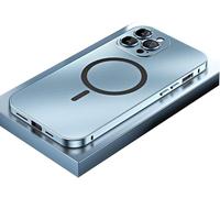 Generico Fully Wrapped Mobile Phone Case Magnetic Charging Aluminum Metal Bumper Matte Shell for iPhone 16/15/14/13/12 Pro Max, Anti-Collision Matte Protective Case (Blue,13pro max)