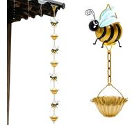 Generico Fun Bee Rain Chain - Gold-Plated Multi-Layered Metal Rainwater Collector | Outdoor Hanging Decorative Water Chain & Wind Chime | Universal Replacement for Downspouts