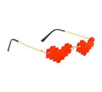 Genérico Fun Sunglasses - Cute Mosaic Sunglasses,Colorful Rimless Cut-Edge, Funny Disco Mosaic Heart Eyewear For Adults & KidsDesigned As A Heart, These Cute Will Make You Look Mor, Rosso, Consulte la