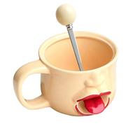 Generico Funny 3D Tongue Mug - Abstract Ceramic Coffee Cup | 255ml + Spoon
