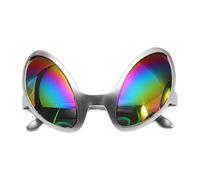 Generico Funny Alien Glasses - Rainbow Color Lens Sunglasses | Halloween Party Props Supplies Accessories, Outer Space Eyewear Costume Cosplay Novelty Silver Frame Futuristic Gift Set