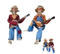 Generico Funny Animated Dueling Banjo Skeletons, Glowing Cowboy Halloween Musical Skeletons, Country Skeleton Musicians for Haunted House Party Outdoor Props
