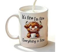 Generico Funny Ceramic Coffees Cup, Water Drink Mug, 12oz Ceramic Mug with Everything Is Fine Quote, Porcelain Coffee Cup, Coffee Mugs with Cute Design, Drink Mugs for Office Apartment