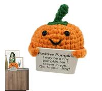 Generico Funny Crochet Dolls,Emotional Support Plush Vegetable with Positive Card,Cute Knitted Orange Doll,Hand Woven Decorations, Crochet Ornament,Pumpkin Plush,Orange Toy for Birthday