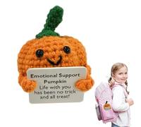 Generico Funny Crochet Dolls,Emotional Support Plush Vegetable with Positive Card,Cute Knitted Orange Doll,Hand Woven Decorations, Crochet Ornament,Pumpkin Plush,Orange Toy for Birthday