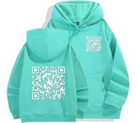 Generico Funny Fu QR Code Hoodie,Custom QR Code Hoodie, QR Scan Code Joke Funny Hoodie Unisex. (Green,L)