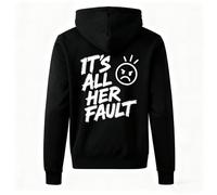 Generico Funny “It’s all Her Fault” Hoodie - Unisex Graphic Fleece Pullover for Parties, Gag Gifts, Couples & Casual Wear(XXL)