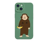 Generico Funny Monkey Phone Case for iPhone, Cute Monkey Banana Case Cover, Full-coverage shockproof and drop-proof matte liquid silicone phone case (For iPhone XS Max,Green)