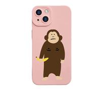 Generico Funny Monkey Phone Case for iPhone, Cute Monkey Banana Case Cover, Full-coverage shockproof and drop-proof matte liquid silicone phone case (For iPhone 13 Pro Max,Pink)