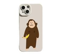 Generico Funny Monkey Phone Case for iPhone, Cute Monkey Banana Case Cover, Full-coverage shockproof and drop-proof matte liquid silicone phone case (For iPhone XS Max,White)