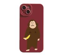 Generico Funny Monkey Phone Case for iPhone, Cute Monkey Banana Case Cover, Full-coverage shockproof and drop-proof matte liquid silicone phone case (For iPhone XS Max,Red)