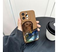 Generico Funny Monkey Phone Cases for iPhone, Trendy Monkey Drinking Phone Case Compatible, All-inclusived Shockproof TPU Clear Protective Cover for iPhone 16/15/14/13/12/11 Series (Brown B,12MINI)