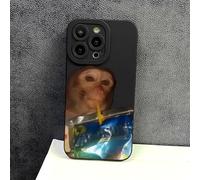 Generico Funny Monkey Phone Cases for iPhone, Trendy Monkey Drinking Phone Case Compatible, All-inclusived Shockproof TPU Clear Protective Cover for iPhone 16/15/14/13/12/11 Series (Black B,16PLUS)