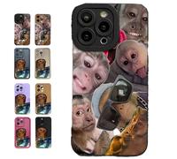 Generico Funny Monkey Phone Cases for iPhone, Trendy Monkey Phone Cases Compatible, All-inclusived Shockproof TPU Clear Protective Cover for iPhone 16/15/14/13/12/11 ProMax (15pro,B)