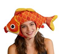 Generico Funny Plush Fish Hat - Polyester PP Cotton 60cm | Soft Novelty Headwear with Cute Design, Photography Prop, Party Fun | Carnival Costume Cosplay Club Performance, Holiday Celebration