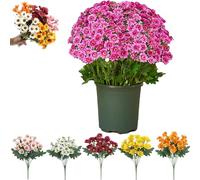 Generico Funsdecor Mums, Artificial Outdoor Sunset Mums Flowers - UV Resistant, Waterproof, Windproof, Fake Fall Flower Daisy With Eucalyptus, Look Real, Full, Vibrant (Pink,5pcs)