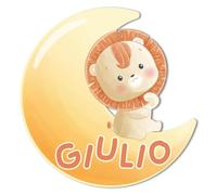 Generico Fuoriporta in Legno 20cm Personalizzato con Nome e Leone sulla Luna Targa Porta Camera Bambini Colorata Idea Regalo Compleanno Natale Nascita Decorazioni Casa Stanza Cameretta