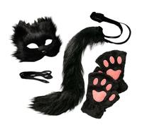 Generico Furry Animal Half Face Cover, Soft Cosplay Masque, Adjustable Comfortable Fit Plush Tail and Gloves Accessories for Kids Adults Halloween Carnival Masquerade Party Use