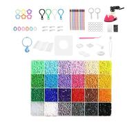 Generico Fuse Beads Kit - Ironing Papers And Accessories, 24-Colors Craft Activity Material | Melty Beads Kit | For Girl Boys Christmas Birthday Home School Bracelet Keychain Charm Jewelry
