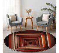 Generico Futurismo Geometria Tunnel Quadrati Tappeto stampato rotondo Rosso, 100 cm Morbida Microfibra Tappetini Antiscivolo Tappeto per Bambini Cameretta Cucina Casa Zona Balcone Tappet Tavolino