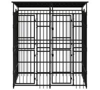 Generico Gabbia per Cani da Esterno con Tetto in Acciaio 3,69 m²,Nero,111.9kg,3097947