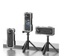 Generico Gabbia per conigli in alluminio Custodia protettiva Per Insta360 X5, Telaio in metallo multifunzionale Supporto adattatore di espansione con copertura dell'obiettivo