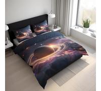 Generico Galassia Copripiumino Matrimoniale Universo Pianeta Spazio Stelle Parure Copripiumone con 1 x Copripiumone 260x240 cm e 2 x Federe 50x80cm LGS13LS