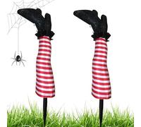 Genérico Gambe di per paletti, coppia di decorazioni da giardino, decorazione terrificante per feste di Halloween, decorazione esterna per giardino, cortile, balcone