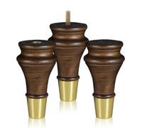 Generico Gambe Per Mobili In Legno Da 13 Cm - Piedini Di Ricambio In Stile Mid-Century Per Divano, Pouf, Mobiletto, Ceppo Da Macellaio - Con Piastra Di Montaggio/Dado/Vite(Walnut-b)