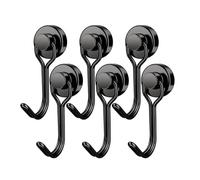 Generico Ganci magnetici Gancio girevole resistente for crociera nero Forte magnete al neodimio for frigorifero, griglia, armadietto(Black 6pcs)